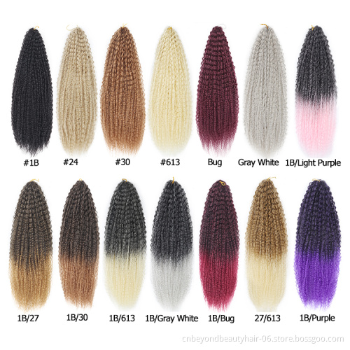 Ombre Synthetic Crochet Braiding Hair Extensions Marley Hair for Women Afro Curls Synthetic Crochet Afro Hair Yaki Kinky Curly